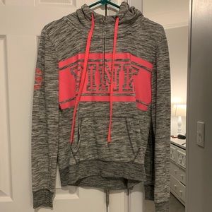 PINK grey sweatshirt with neon pink logo